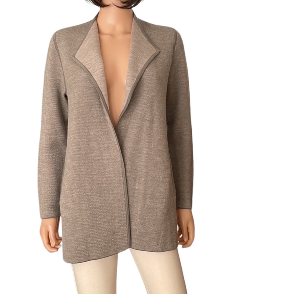 Talbots 100% Merino Wool Long Open Cardigan Sweater Classic